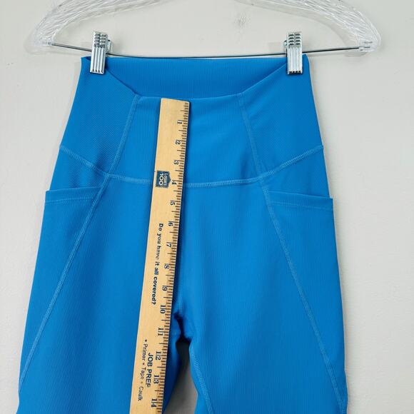 Wilo Bright Blue High Waisted Ribbed Leggings Activewear Gym Pant Women's M - Picture 5 of 11